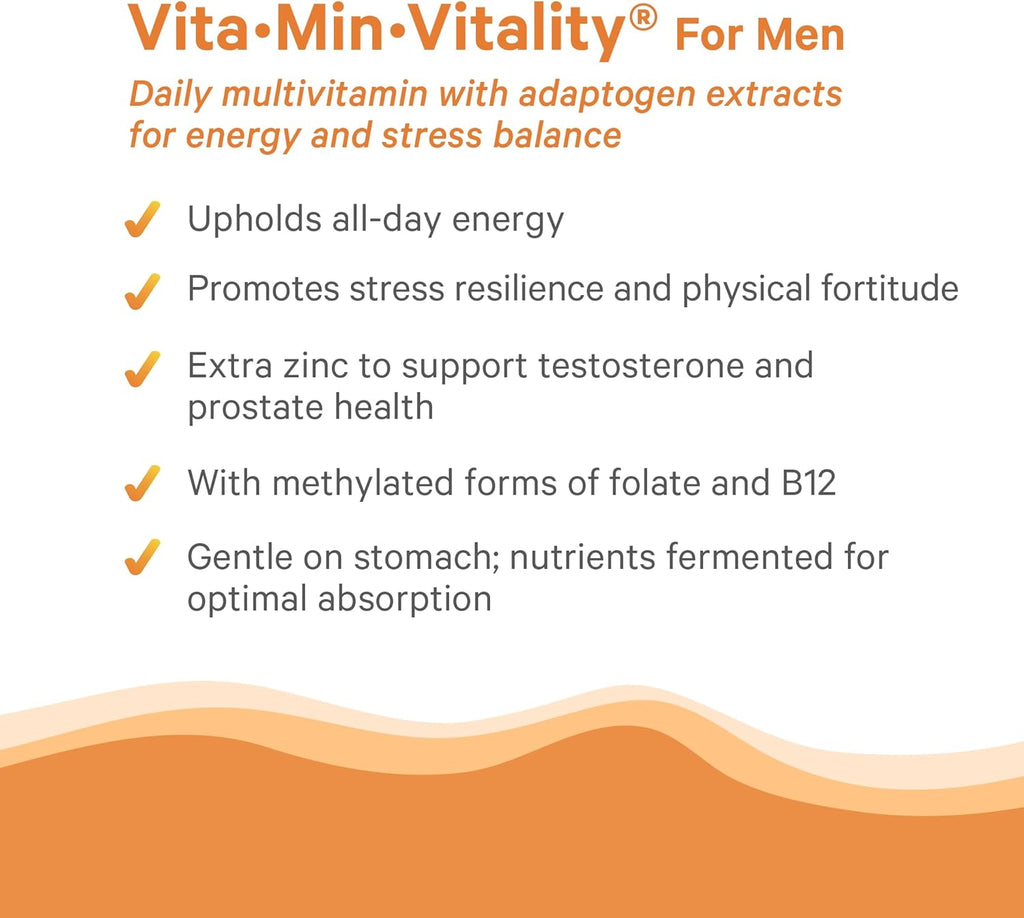 Vita·Min·Vitality | Natural Multivitamin for Men | Men’S Daily Multivitamin Made with Organic Whole Foods | for Energy, Stress, and Immune Support (60 Tablets)