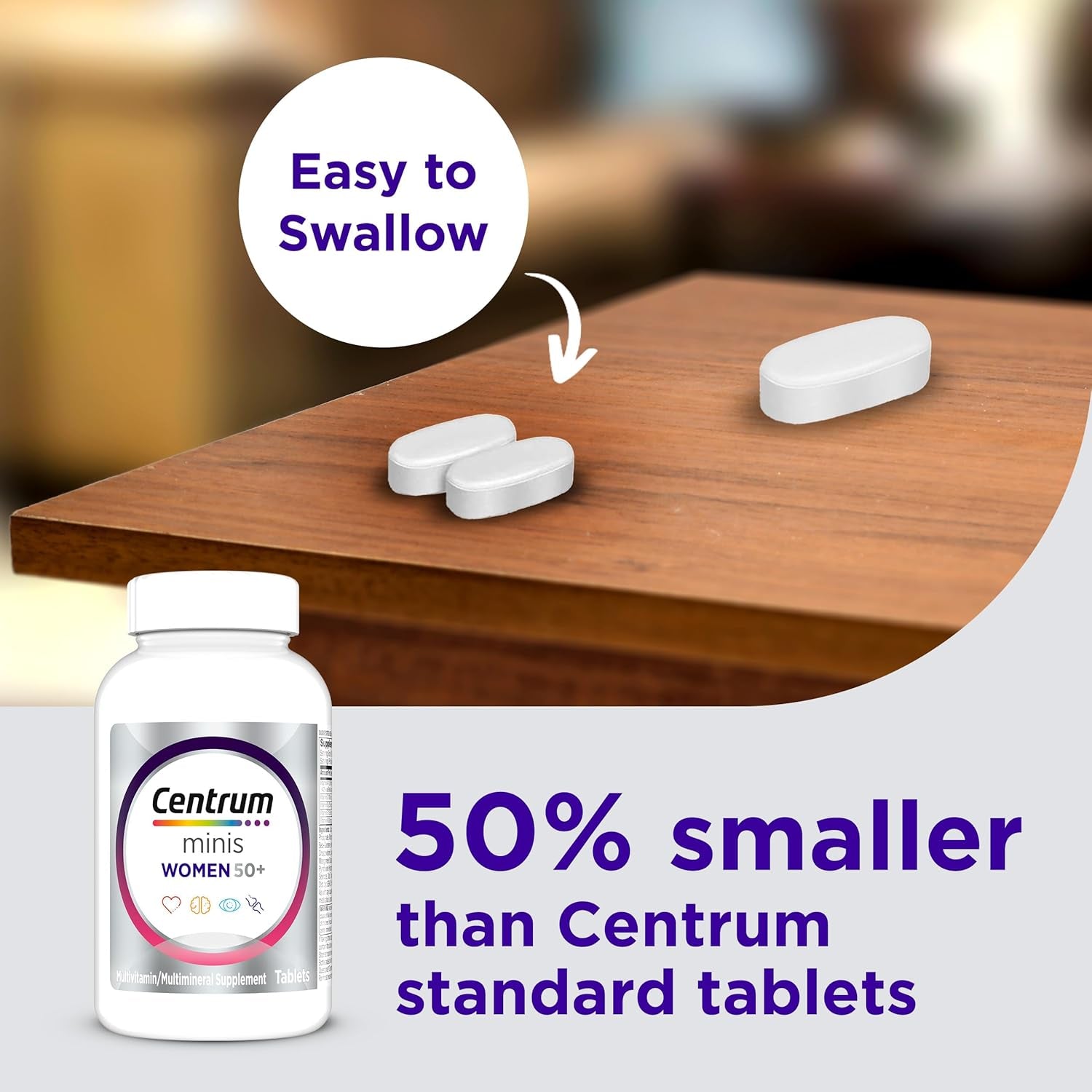 Minis Silver Women'S Multivitamin for Women 50 Plus, Multimineral Supplement with Vitamin D3, B Vitamins, Non-Gmo Ingredients, Supports Memory and Cognition in Older Adults - 280 Ct