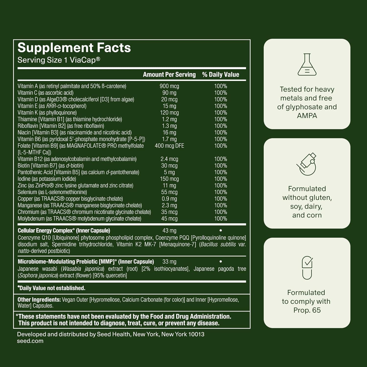 DM-02 Daily Multivitamin - 100% DV Essential Vitamins and Minerals for Women & Men - Helps Fill Daily Nutrient Gaps - Immune, Bone, Hair, Skin & Nails Health - Vegan - 30 Capsules (30-Day Supply)