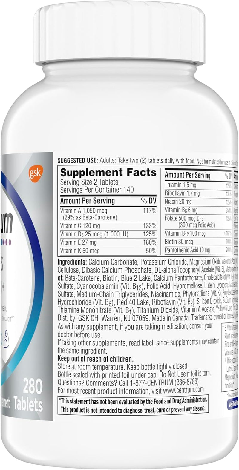 Minis Silver Multivitamin for Men 50 Plus, Multivitamin/Multimineral Supplement, Vitamin D3, B-Vitamins and Zinc, Non-Gmo Ingredients, Supports Memory and Cognition in Older Adults - 280 Ct