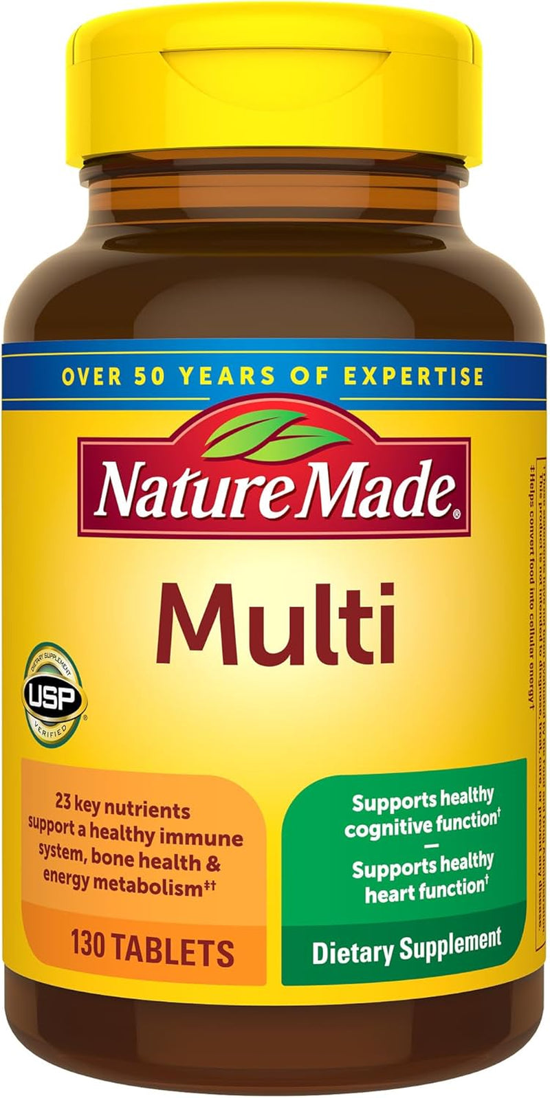 Multivitamin Tablets with Vitamin D3 and Iron, 130 Count for Daily Nutritional Support