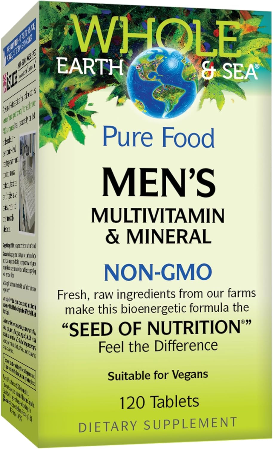Whole Earth & Sea Men'S Multivitamin & Mineral, 1 Serving Contains Nutrition Equivalent to ½ Lb of Veggies, 120 Tablets