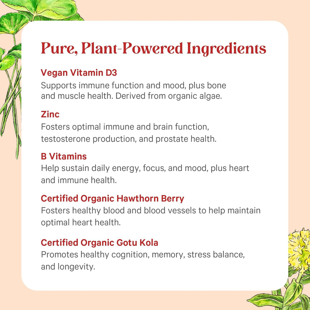 Vita·Min·Herb for Men | Men’S Comprehensive Multivitamin Supplement | Made with Organic Whole Food Non-Gmo Ingredients | Daily Energy & Immune Support (120 Tablets)