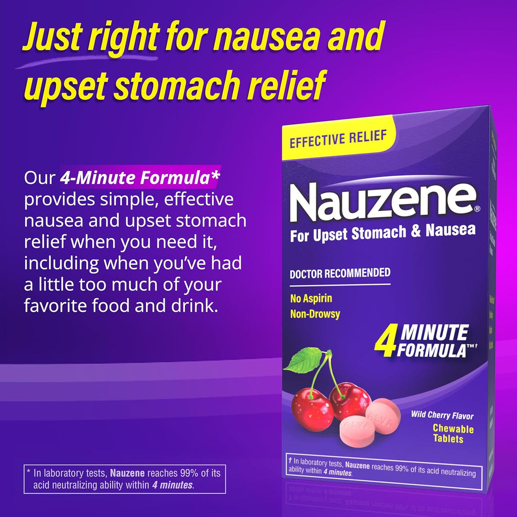 Nauzene Non-drowsy Upset Stomach & Nausea Relief Chewable Tablets