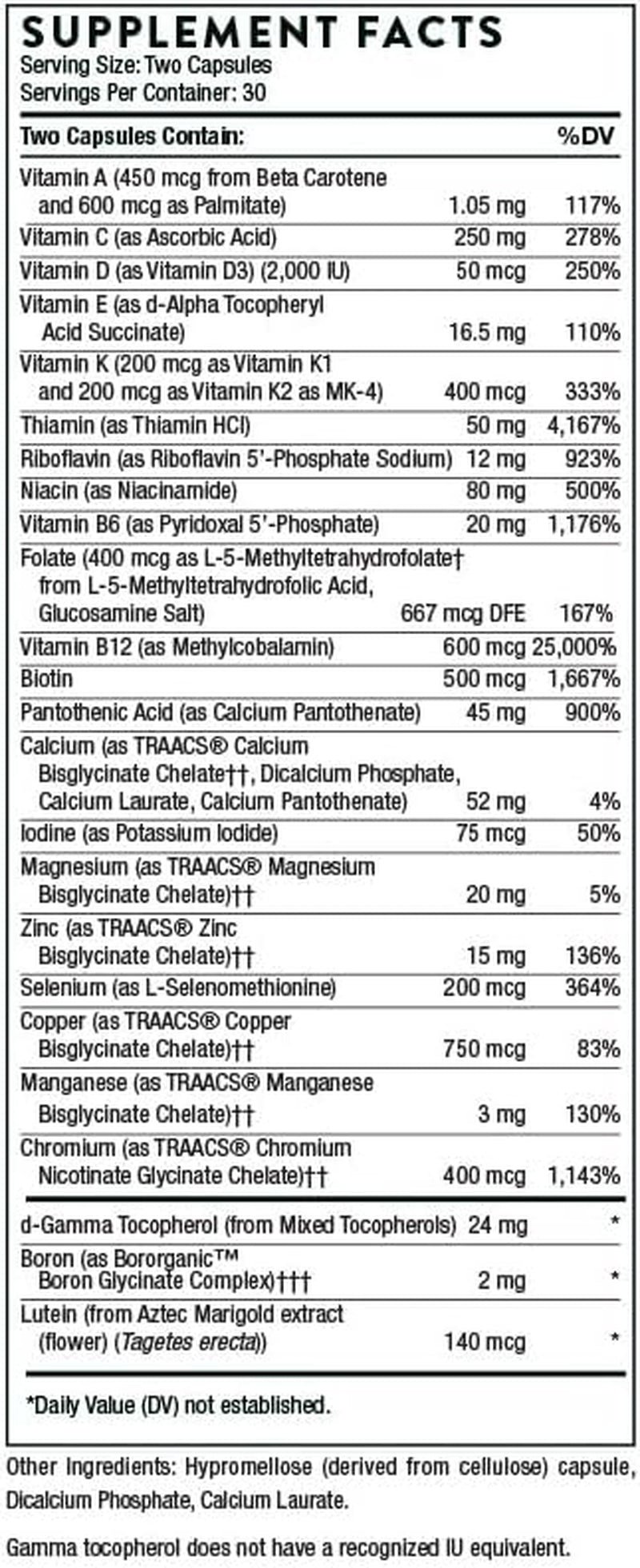 - Basic Nutrients 2/Day - Comprehensive Daily Multivitamin with Optimal Bioavailability - Vitamin & Mineral Formula - Gluten, Dairy & Soy-Free - 60 Capsules - 30 Servings