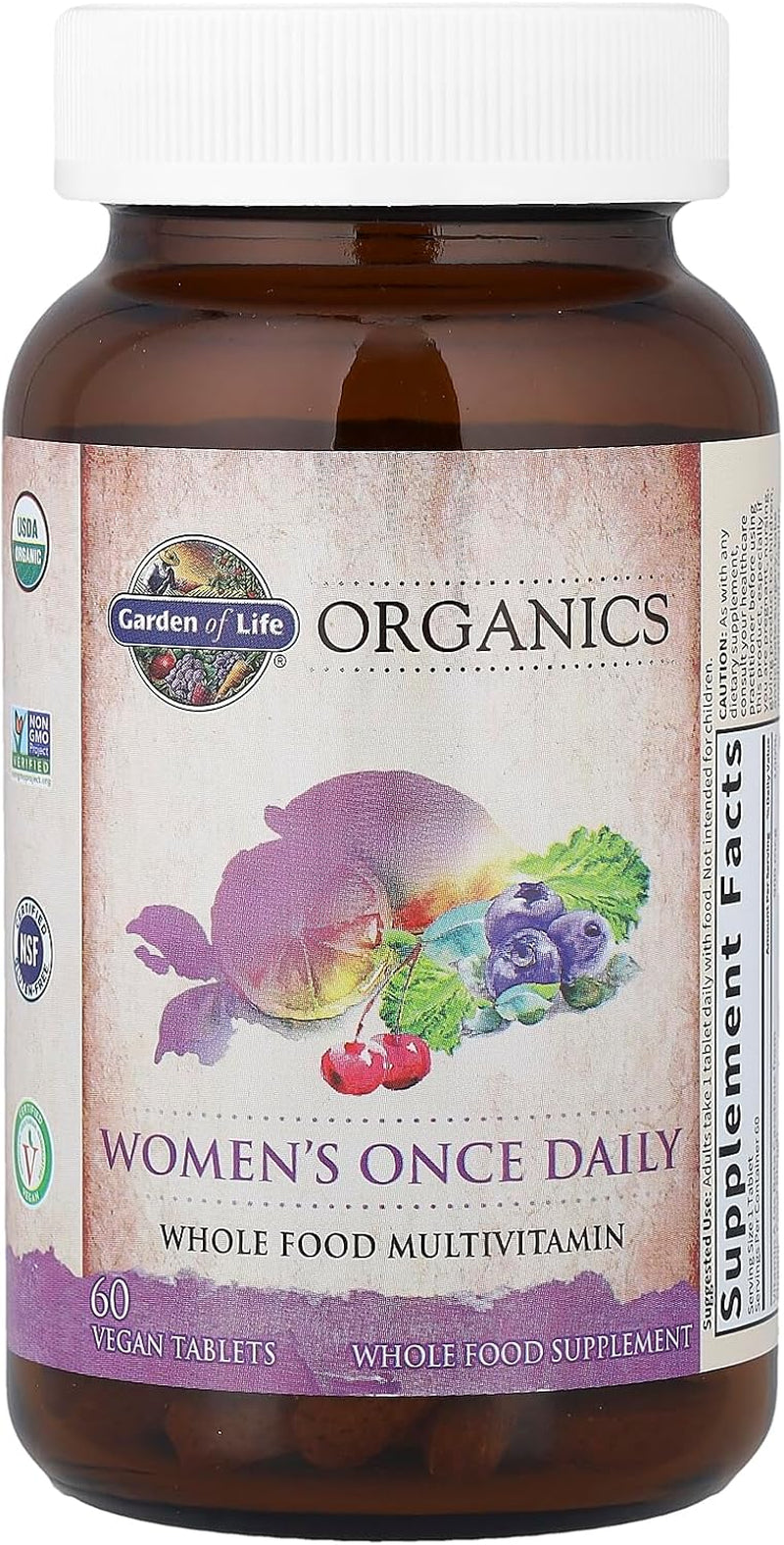 Organics Multivitamin for Women - Women'S Once Daily Multi - Whole Food Multi with Iron, Biotin, Vegan Organic Womens Multivitamin for Health, Energy Hair Skin and Nails, 60 Tablets