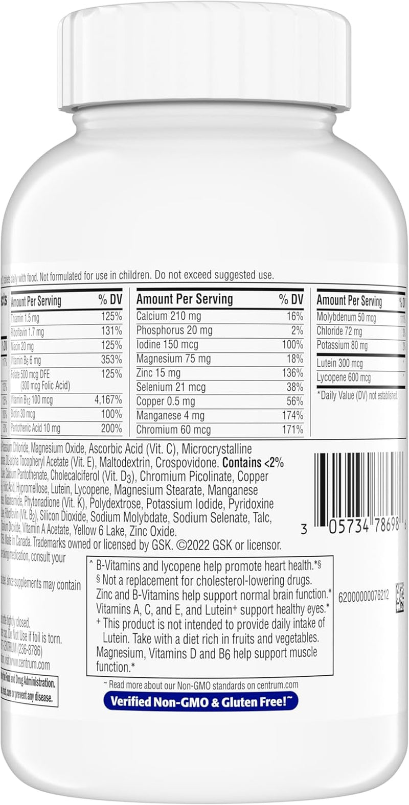 Minis Silver Multivitamin for Men 50 Plus, Multivitamin/Multimineral Supplement, Vitamin D3, B-Vitamins and Zinc, Non-Gmo Ingredients, Supports Memory and Cognition in Older Adults - 280 Ct