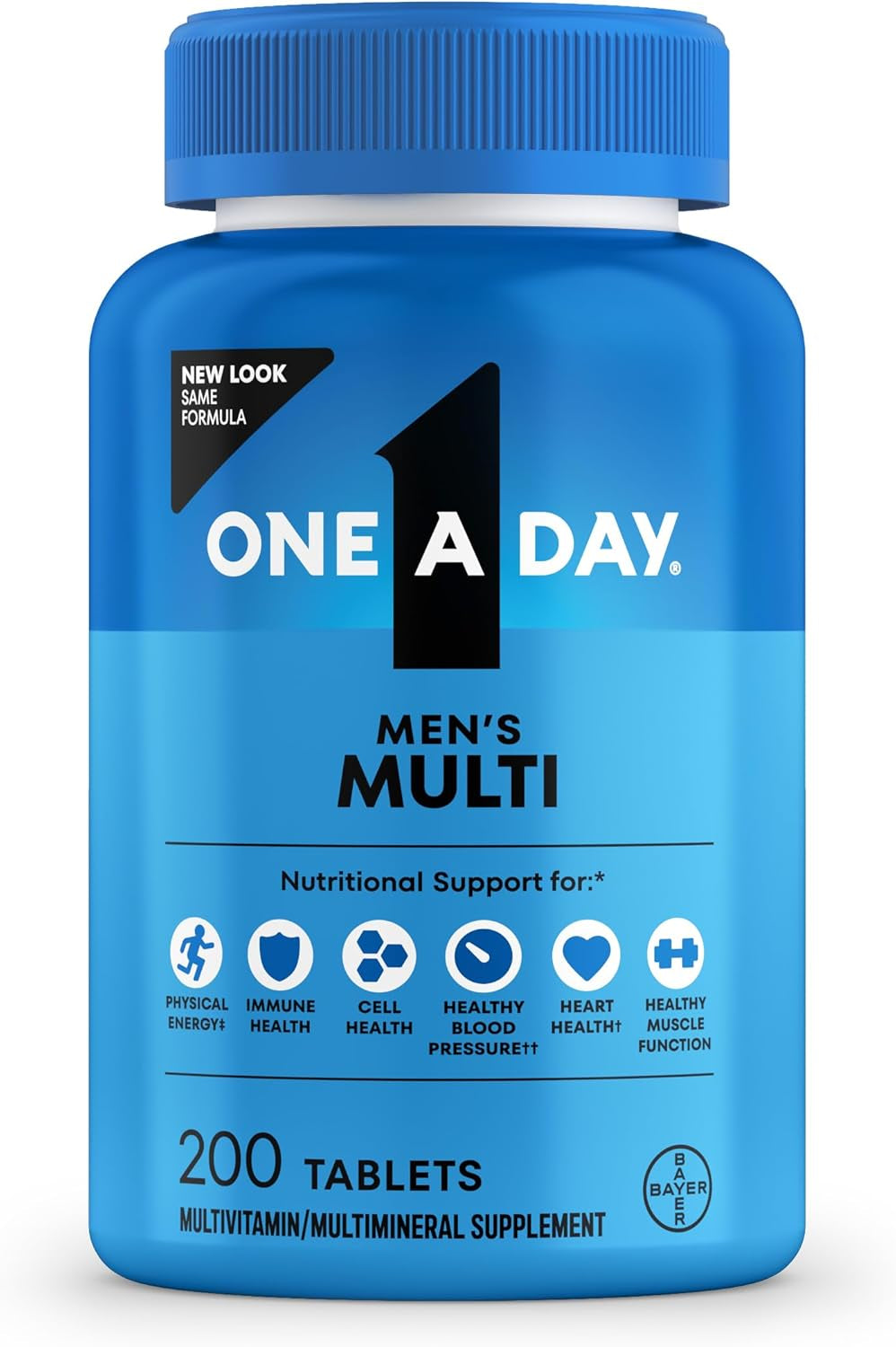 Multivitamin for Men - Daily Mens Multivitamins with Vitamin D, Zinc, Folic Acid, and B Vitamins, Physical Energy Support, 200 Ct (Packaging May Vary)