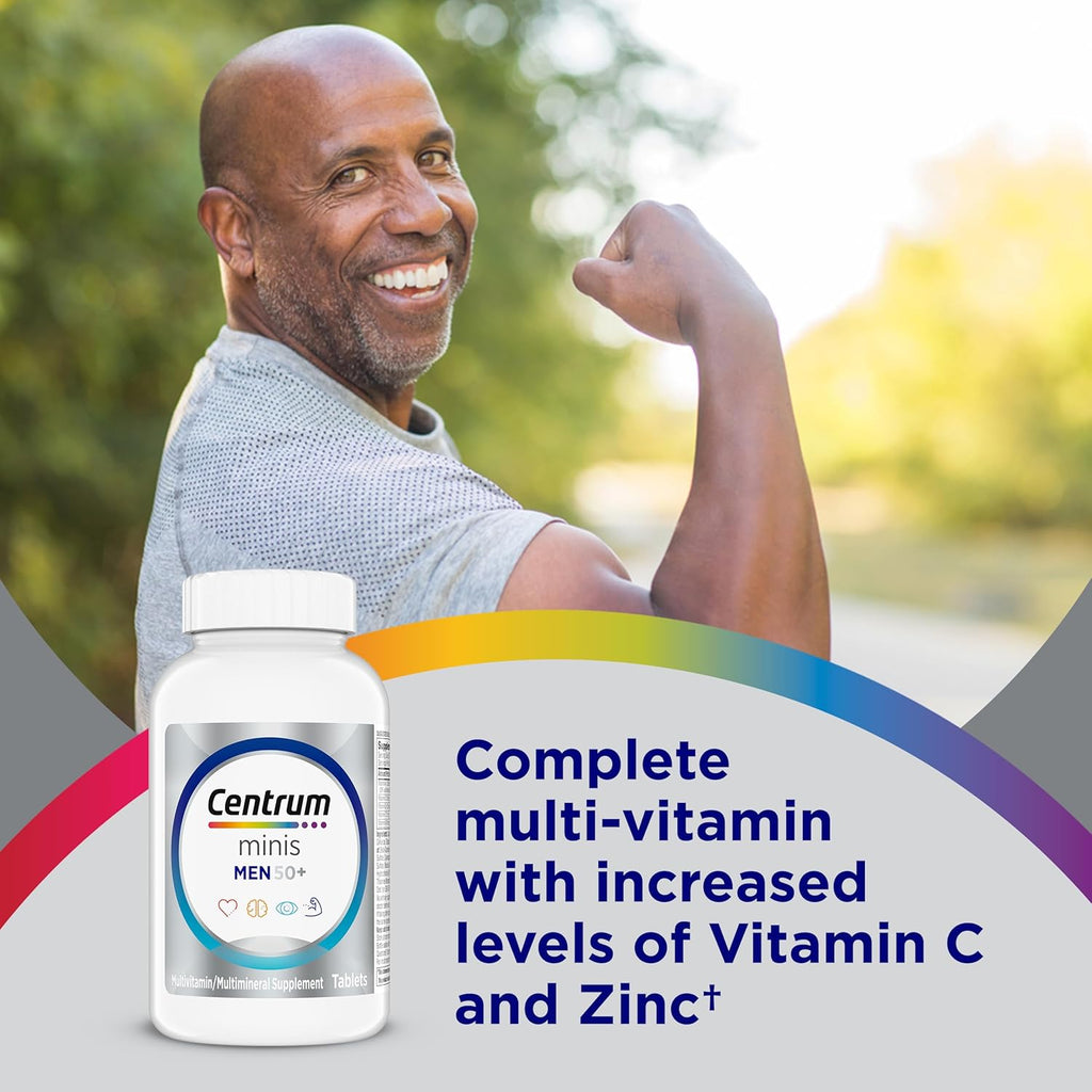 Minis Silver Multivitamin for Men 50 Plus, Multivitamin/Multimineral Supplement, Vitamin D3, B-Vitamins and Zinc, Non-Gmo Ingredients, Supports Memory and Cognition in Older Adults - 280 Ct